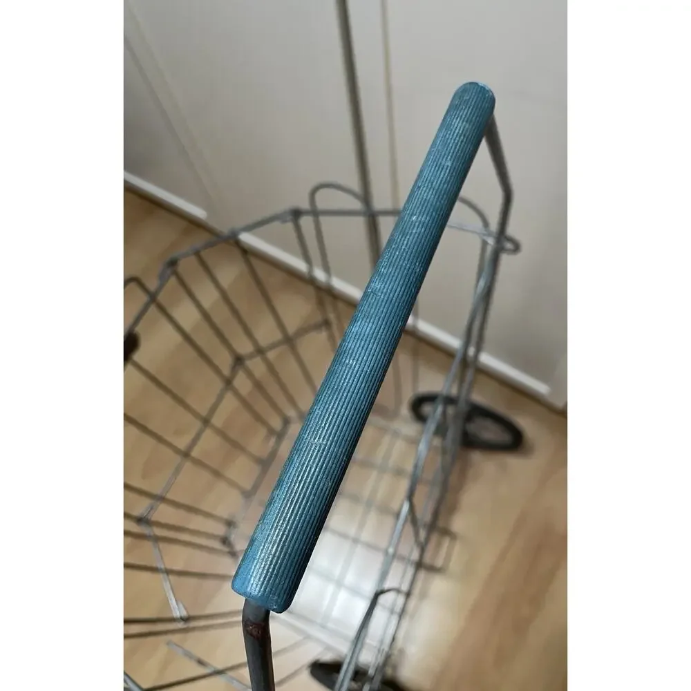Vintage Folding Shopping Cart French Market Metal Laundry Basket Towel Storage